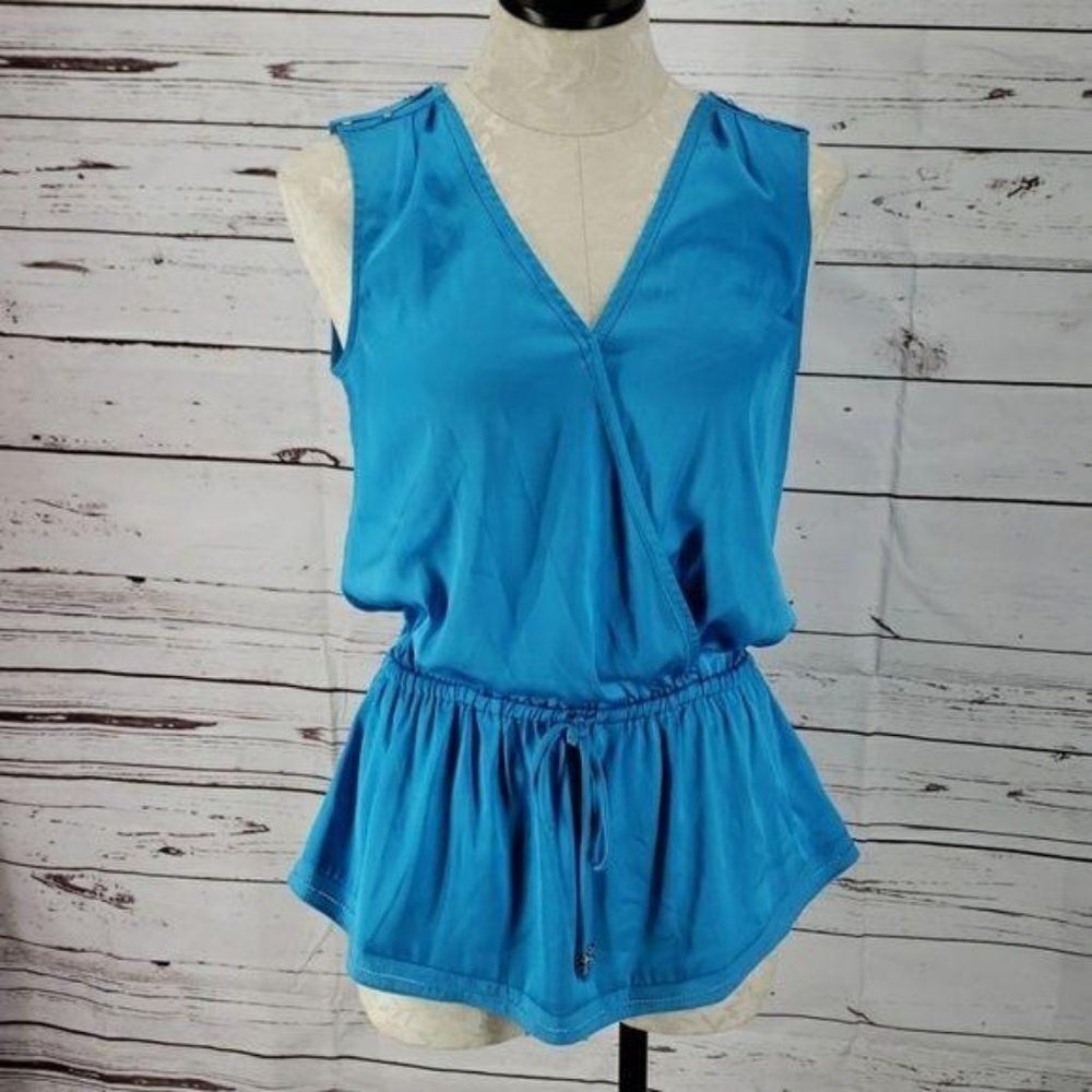 WHBM turquoise peplum XS sleeveless blouse